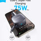 Anker Nano 75W Car Charger with retractable USB-C cable and dual-device fast charging