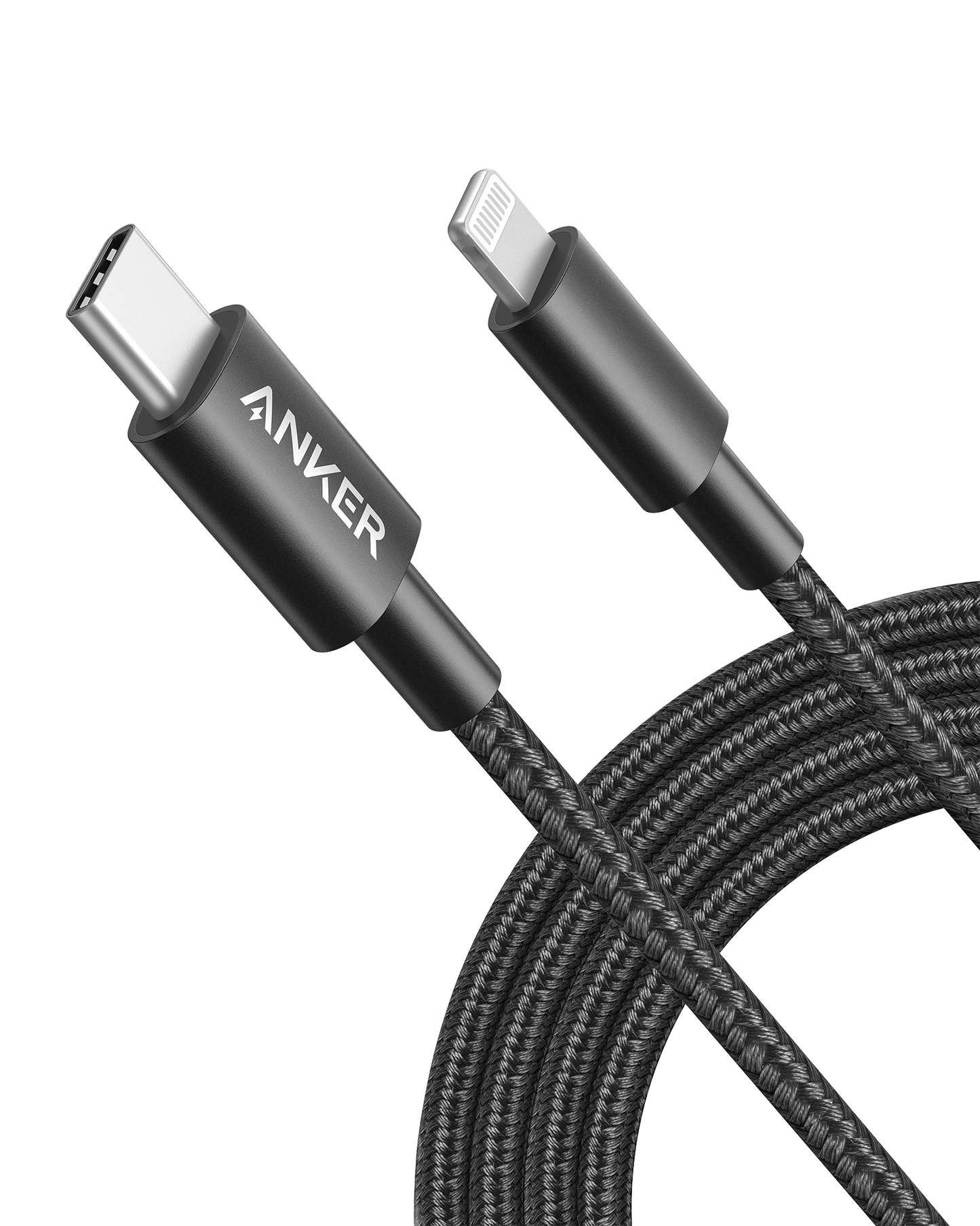 Anker USB-C to Lightning Cable with durable nylon exterior and fast charging compatibility for iPhone devices