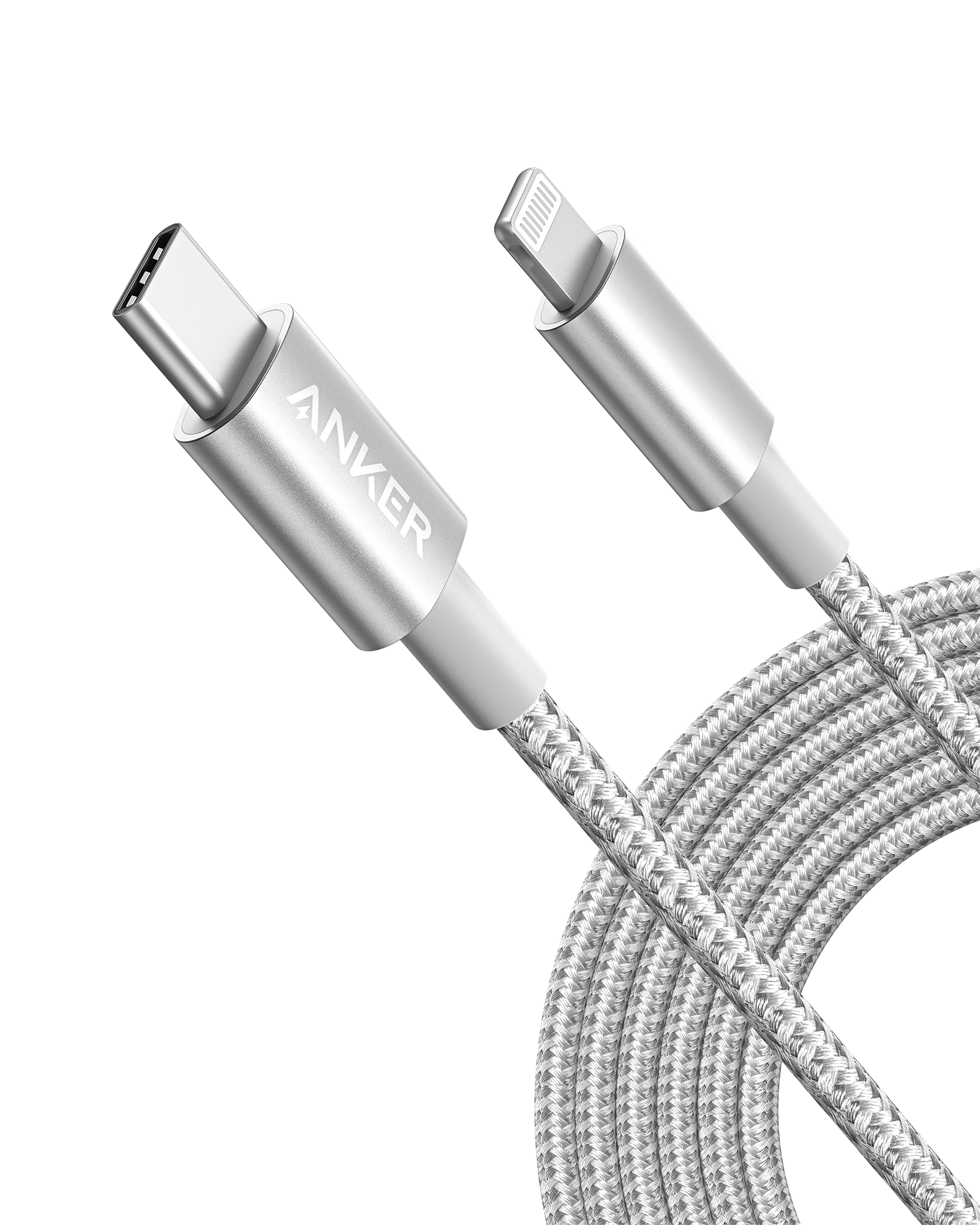 Anker USB-C to Lightning Cable with nylon exterior and MFi certification for fast iPhone charging