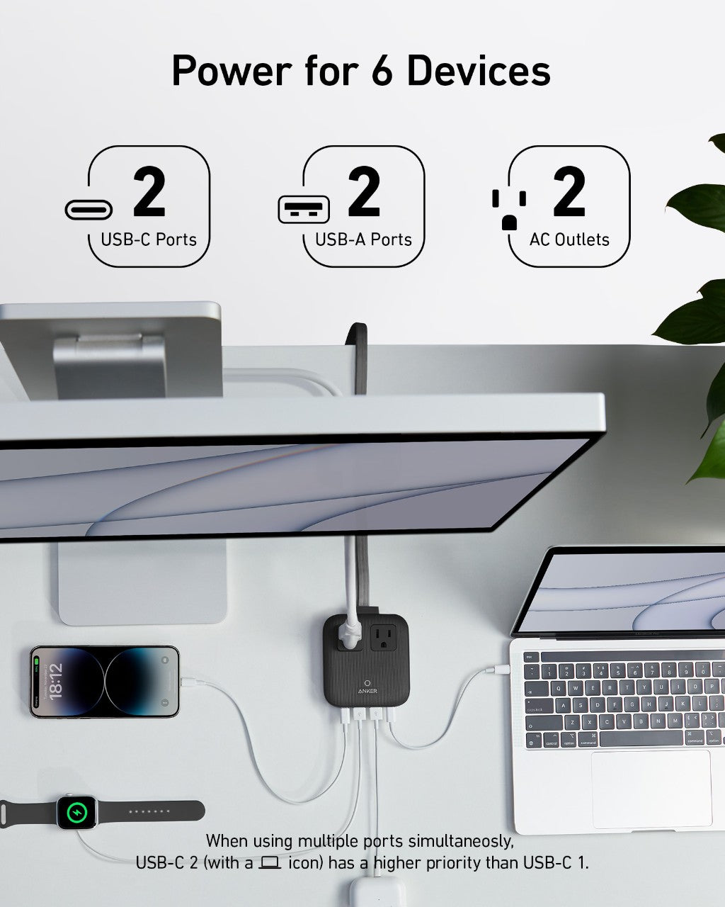 Anker Nano Charging Station 6-in-1 with 67W fast charging and multiple USB-C, USB-A, and AC ports in a sleek, eco-friendly design