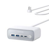 Anker 525 Charging Station with 3 AC outlets, 2 USB-C, and 2 USB-A ports for fast, multi-device charging and enhanced safety features.