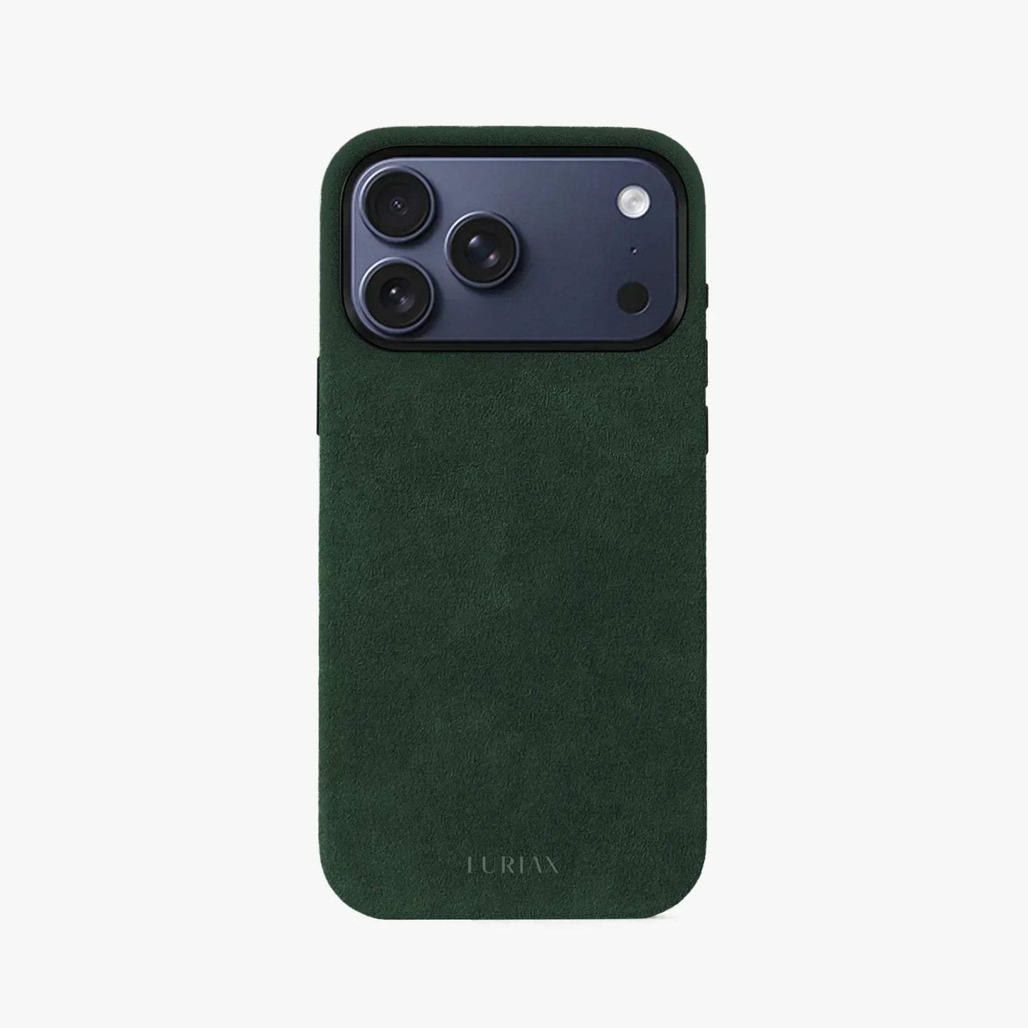 The Modern iPhone 17 Case in black Alcantara with aluminum buttons and 360° protection