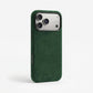 The Modern iPhone 17 Case fully wrapped in Italian Alcantara with black aluminum buttons and 360° protection