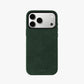 The Modern iPhone 17 Case in black Alcantara with aluminum buttons, 360° protection, and MagSafe compatibility