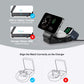 Foldable 3-in-1 wireless charging station for iPhone, AirPods, and Apple Watch with 15W fast charging and built-in phone stand
