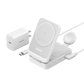 Foldable 3-in-1 wireless charging station with 15W ultra-fast MagSafe compatible charger for iPhone, AirPods, and Apple Watch