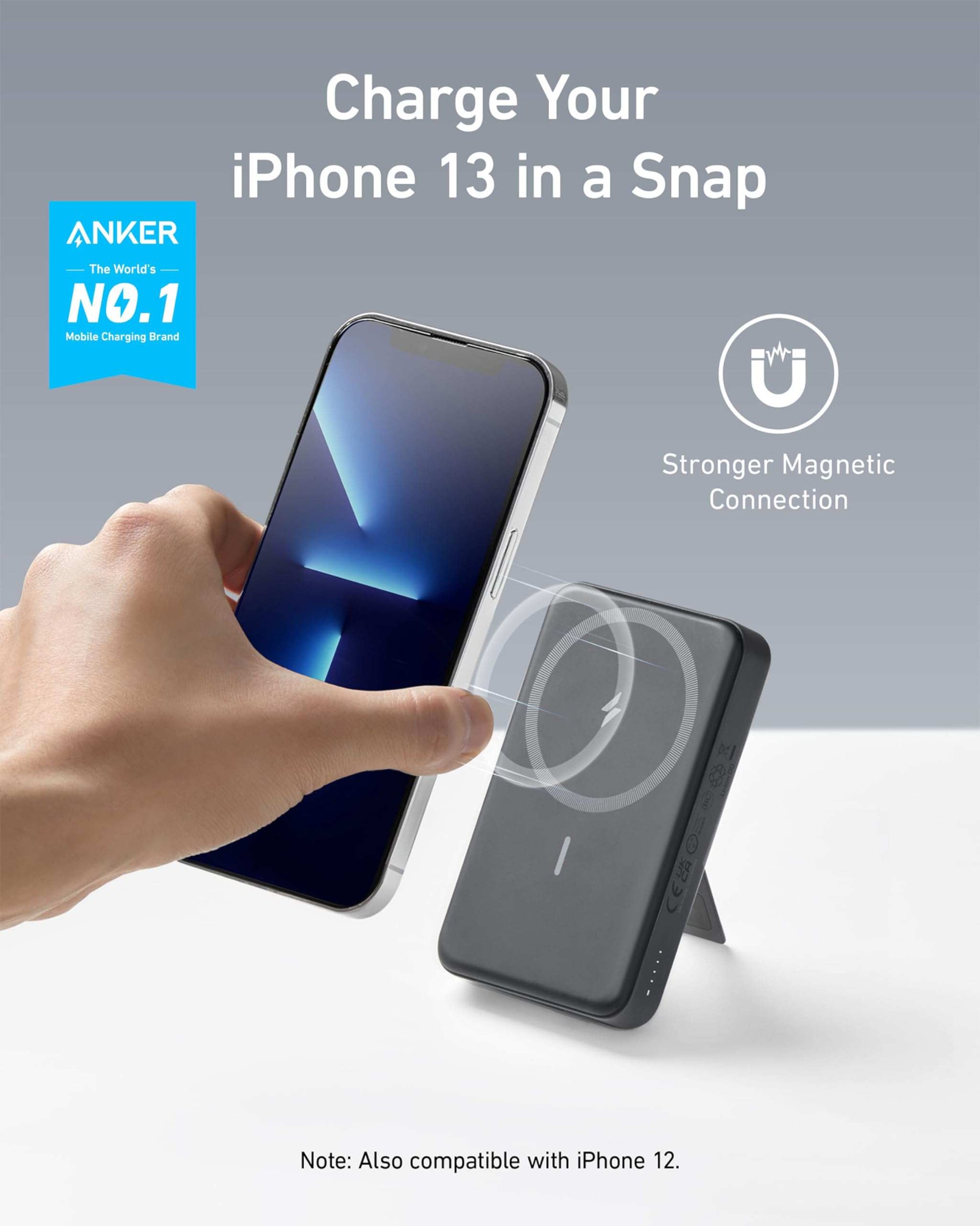 Anker 633 Magnetic Battery with foldable stand and wireless charging for iPhone, 10,000mAh compact power bank with strong magnets and 20W USB-C fast charging.