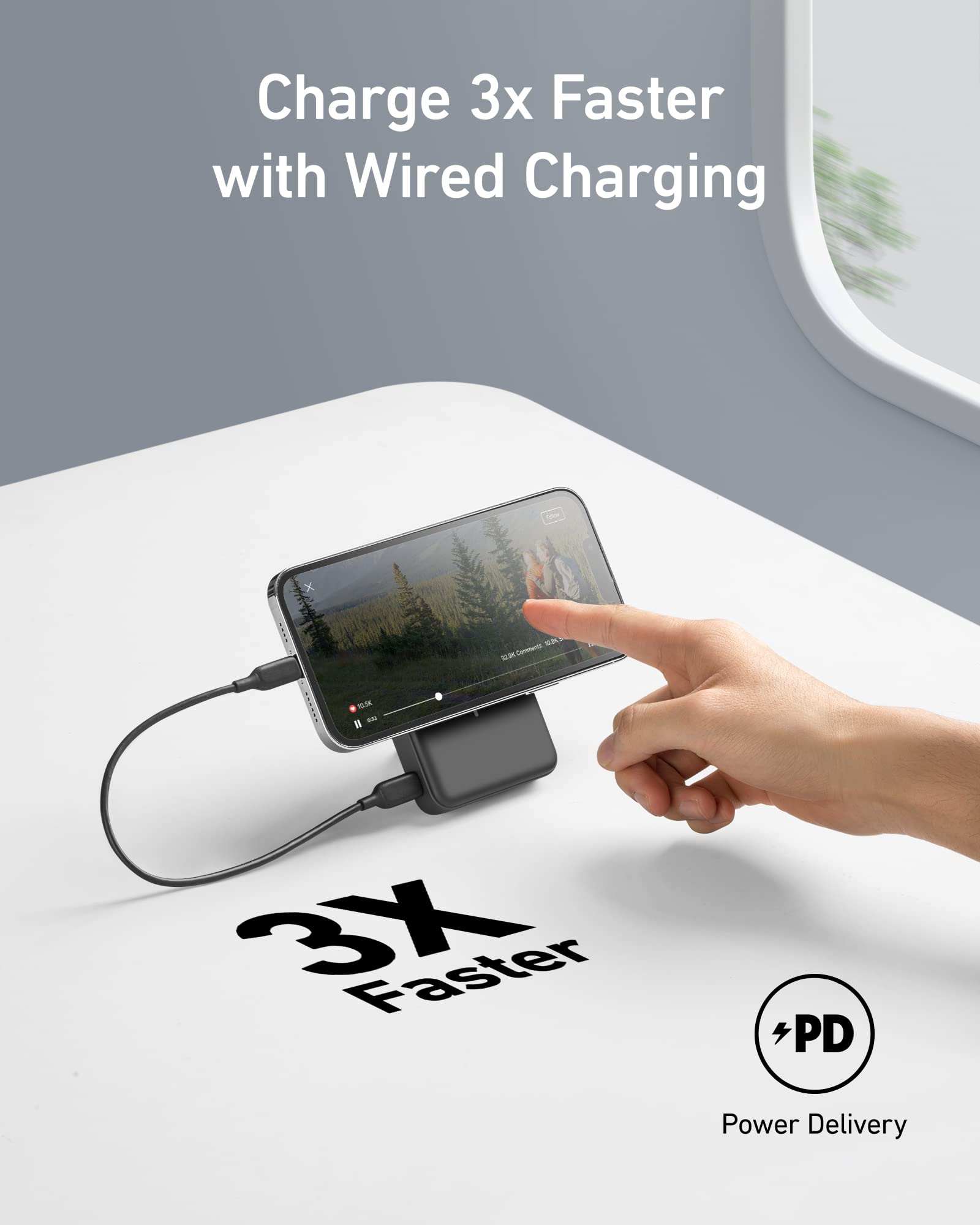 Anker 633 Magnetic Battery with 10,000mAh capacity, foldable stand, and 20W USB-C fast charging cable