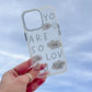 Blue You Are So Loved Frosted iPhone case with protective impact design and wireless charging compatibility