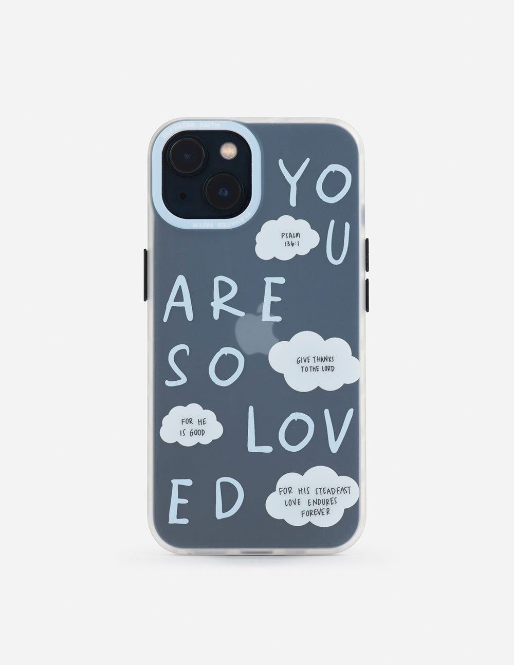 Blue You Are So Loved Frosted iPhone case with Bible verse and impact protection