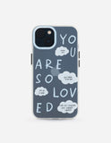 Blue You Are So Loved Frosted iPhone case with Bible verse and impact protection