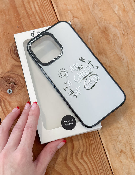 Child of God Mirror iPhone case with scripture and durable protective design