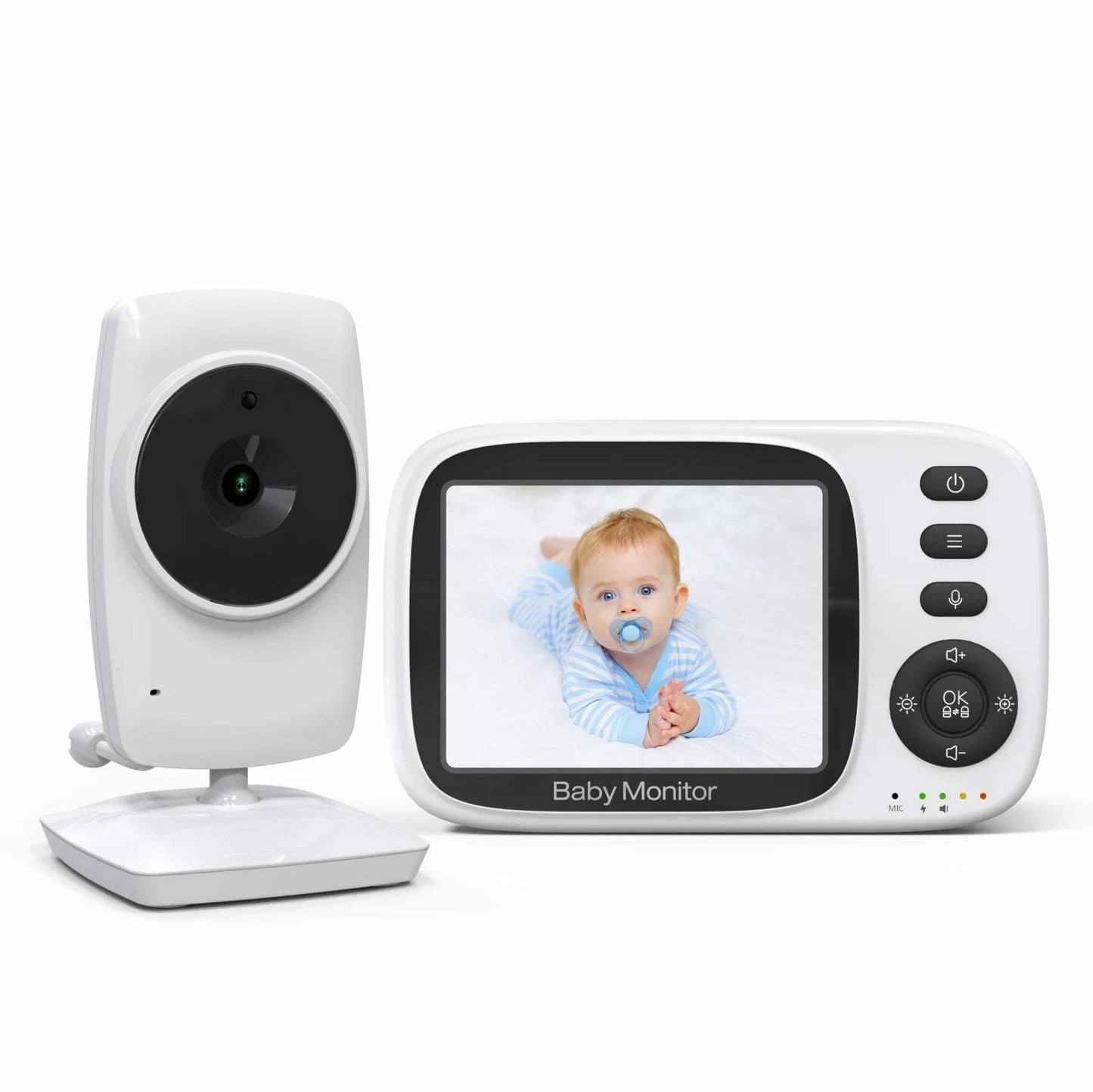 Baby monitor surveillance camera with 3.2-inch screen, two-way audio, night vision, and wireless privacy protection
