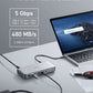 USB-C Docking Station 10-in-1 with dual HDMI, DisplayPort, USB-C and USB-A ports, Ethernet, AUX, and 100W power delivery