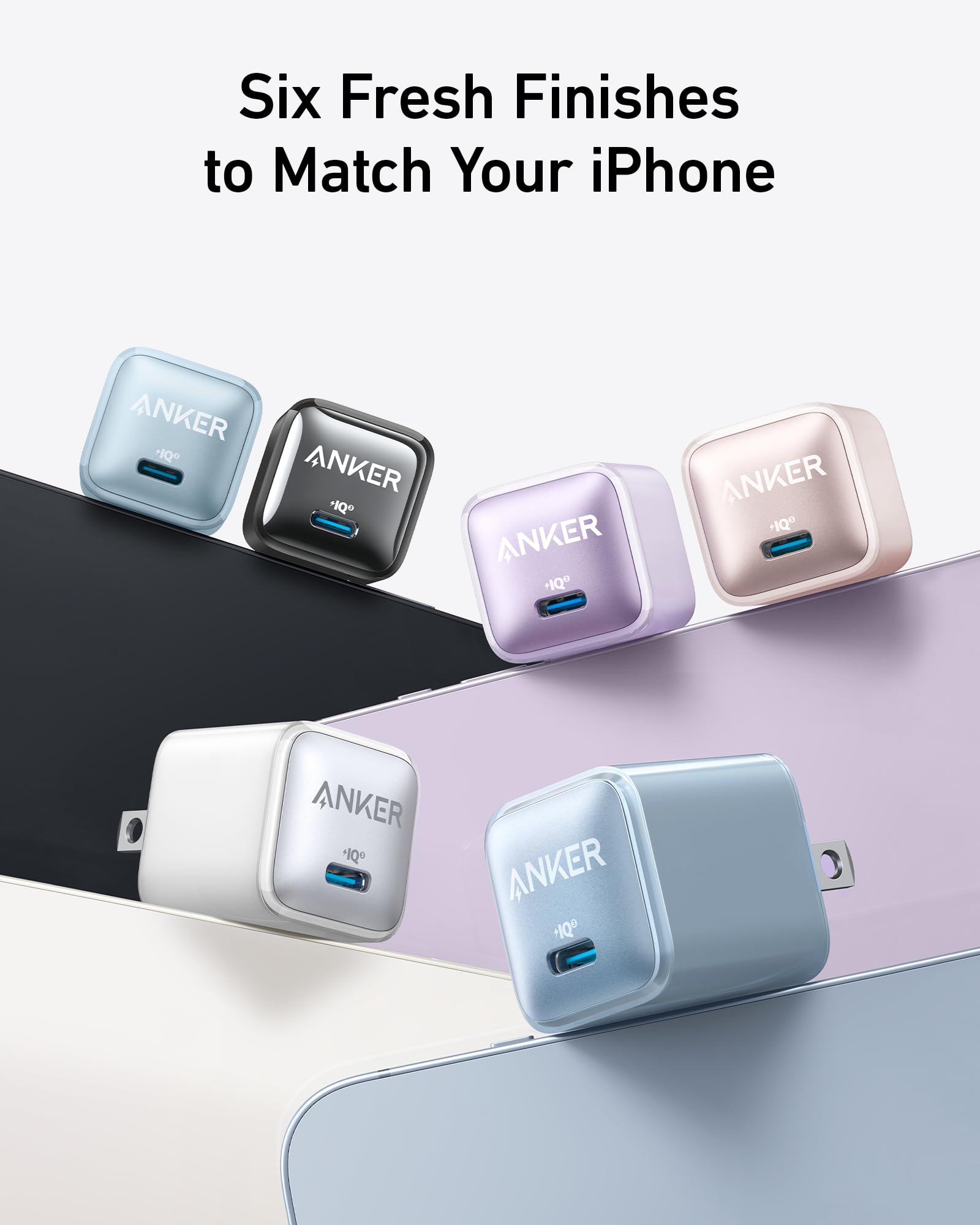 Compact Anker Nano Charger 20W USB-C fast charging with advanced safety features and multiple finish options
