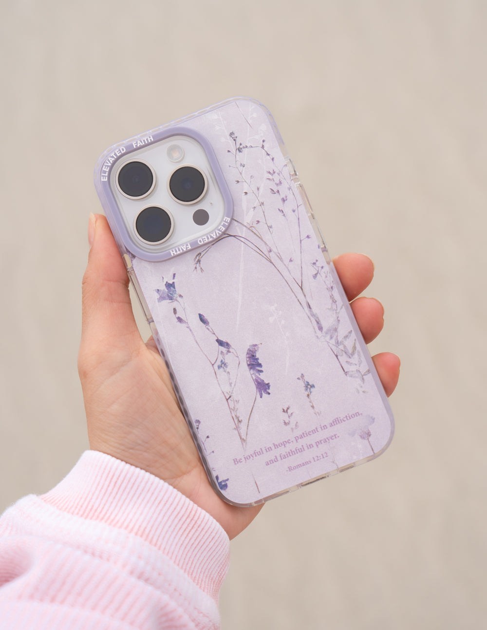 Romans 12:12 iPhone case with durable protective design and raised bezel for impact protection