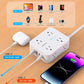 Protector power strip with 8 outlets and 4 USB ports in slim design