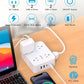 Protector power strip with 8 outlets, 4 USB ports, surge protection, and slim design