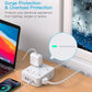 Protector power strip with 8 outlets and 4 USB ports, surge protection, and flat plug design