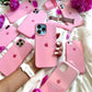 Candy pink iPhone silicone case with soft matte finish and full protective coverage