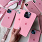 Candy pink iPhone silicone case with matte finish and shockproof protection