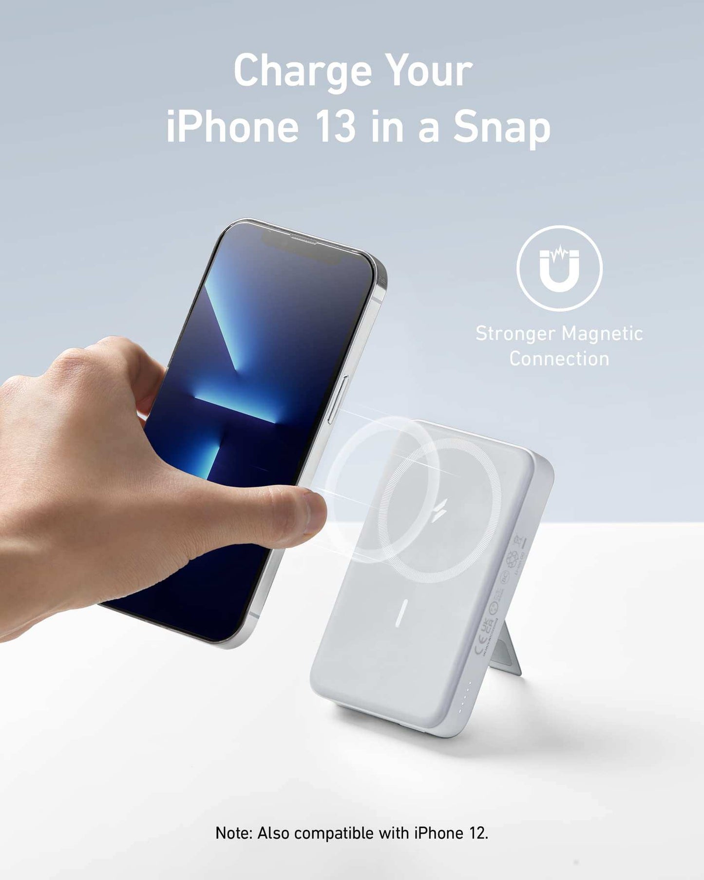 Anker 633 Magnetic Battery with wireless charging and foldable stand for iPhone.