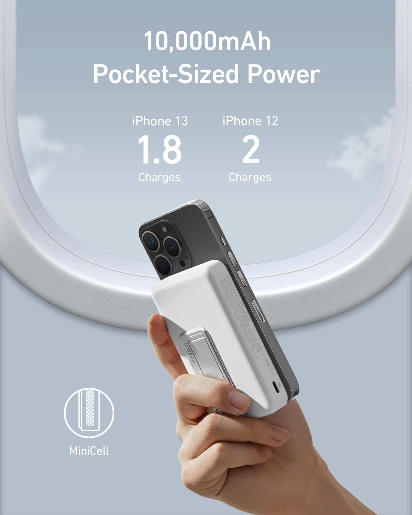 Anker 633 magnetic battery with foldable stand wirelessly charging a phone