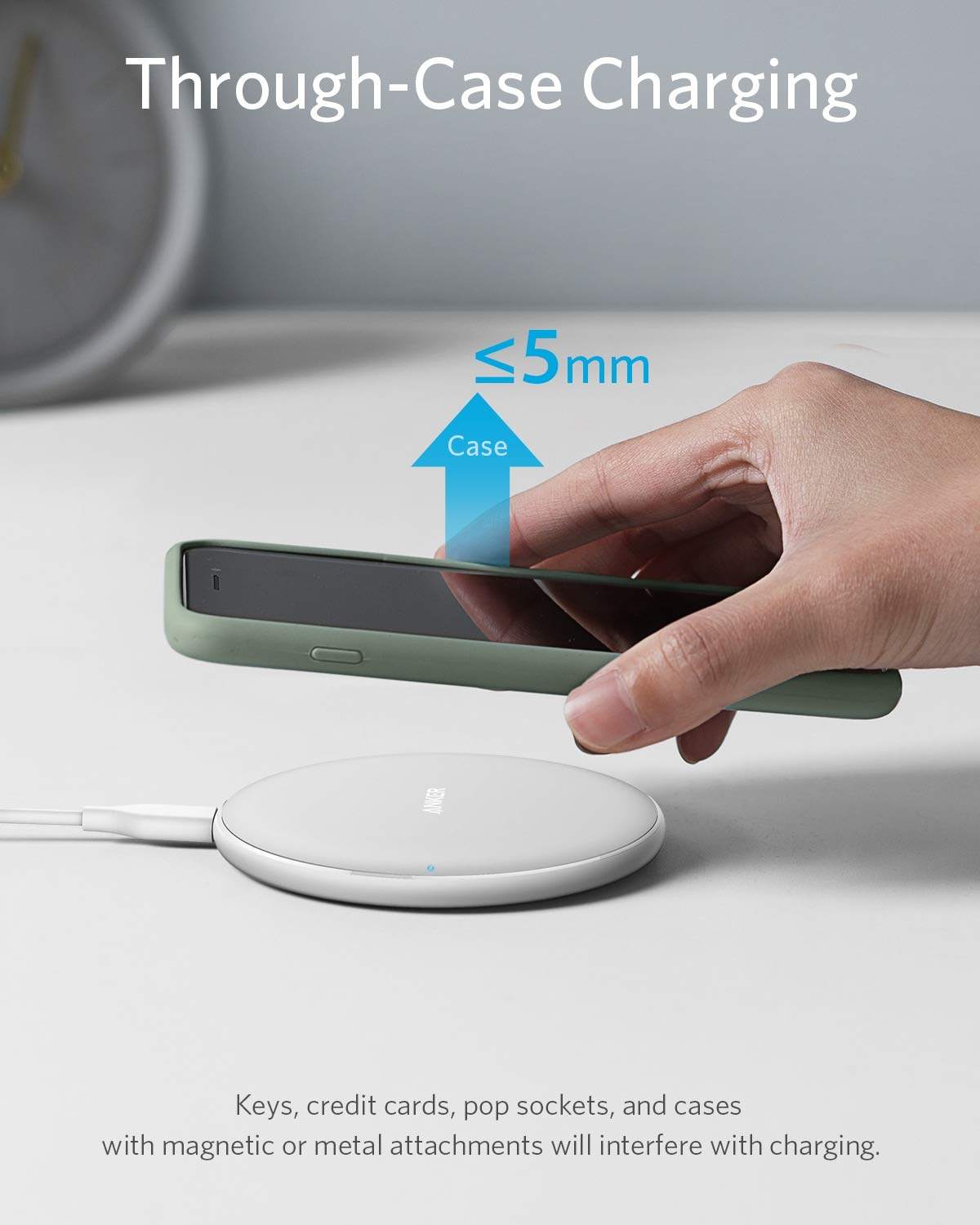 Anker Wireless Charger Pad with universal compatibility and through-case charging features