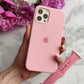 Candy pink iPhone silicone case with soft matte finish and full protective coverage