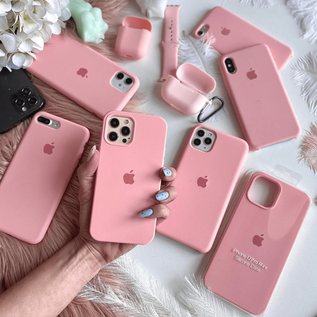Candy pink iPhone silicone case with soft matte finish and full protective design
