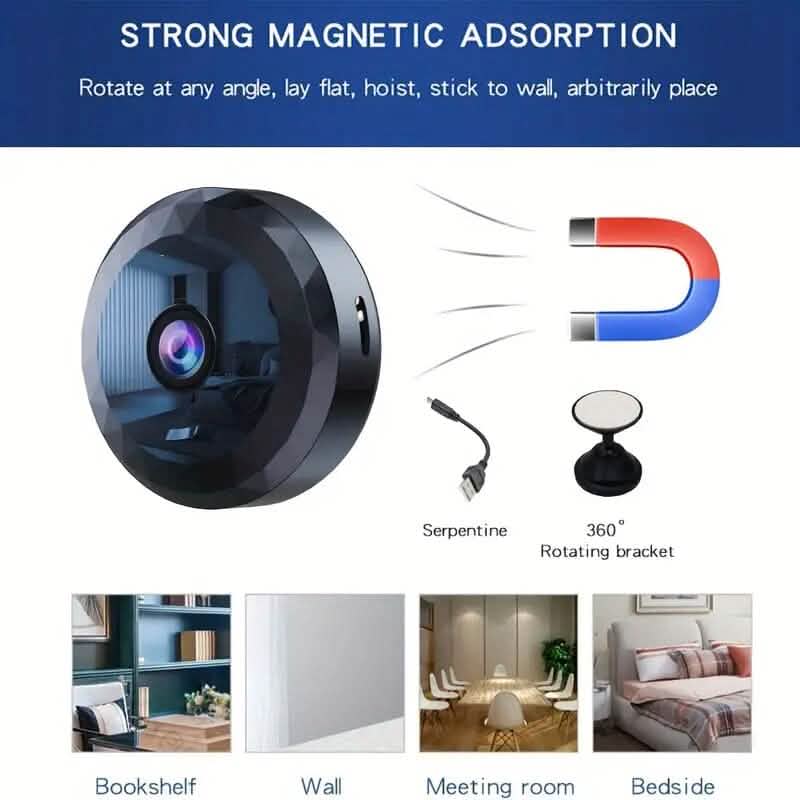 Mini HD 1080P portable hidden camera with night vision and motion detection for home security